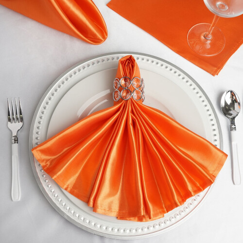 20 Oranje Satijnen Diner Servetten 20" 1