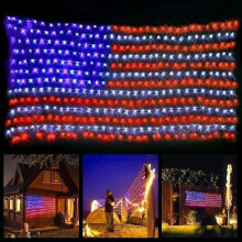 LED-netverlichting met Amerikaanse vlag, 198 cm x 100 cm, 420 LED's