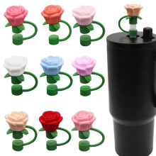 Silikon-Trinkhalmkappen in Rosa für 10-mm-Trinkhalme – 9er-Pack
