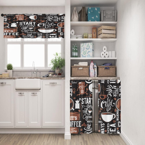 Orange Grey Abstract Curtains Valance Set 3-Piece 1