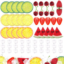 135-delige decoratieset met kunstfruit: citroen, appel,