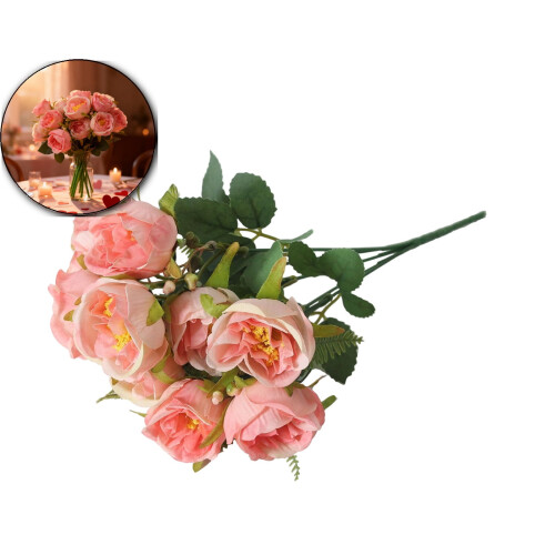 Bouquet di rose artificiali a più teste – Viola, bianco e