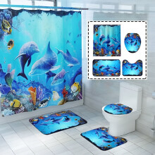 Duschvorhang „Delfin Ozean“, 183 x 183 cm, mit 12 Haken