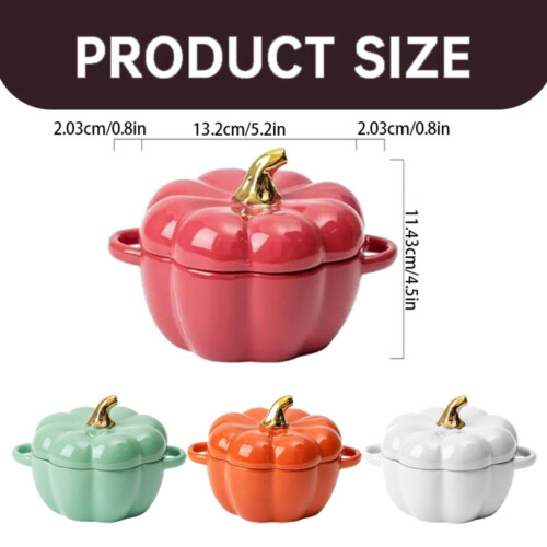 Κεραμικό μπολ κολοκύθας με καπάκι – Κατάλληλο για φούρνο μικροκυμάτων και 2