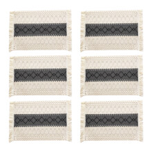 Cotton Linen Table Mat 30x50cm Tassels Fringe For-6 Pattern 5