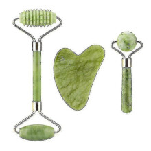 (gua sha slice only) 3 In 1 Facial Massage Roller Guasha Board Kit Double Heads Jade Stone Face Lift Skin Relaxation Ming Gua Sha Beauty Tool