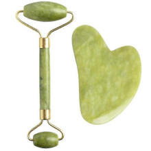 Gua Sha and Jade Roller for Face Massage - Jade Stone Massage Roller ,Green