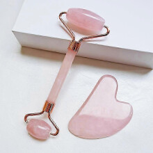 Jade Roller And Gua Sha, Facial Roller, Facial Beauty Roller Skin Care Tool, Rose Quartz Massager for Face, Eye, Neck, Body Muscle Relaxation, Relief
