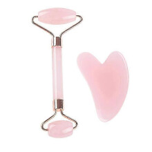 Jade Roller & Gua Sha, Face Roller, Facial Beauty Roller Skin Care Tools, Rose Quartz Massager for Face, Eyes, Neck