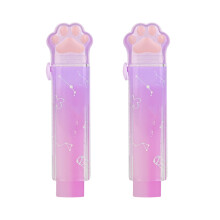 2Pcs Kitten Retractable Rubber Pencil Erasers Push Pull-Purple