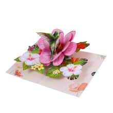 Cartão de felicitações pop-up 3D com tema de jardim e cartão de notas em branco.