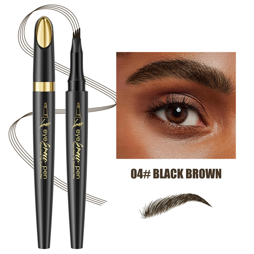 (D) Four Fork Eyebrow Pen Micros Carving Eyebrow Shape Makeup Waterproof And Non Smudging Four Claw Liquid Eyebrow Pen 1ml