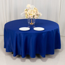 Runde Tischdecke aus königsblauem Lamour-Satin, 108 Zoll