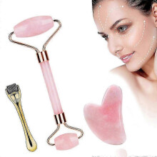 (Style 2) 2026 3-in-1 Jade Roller Set with Quartz and Anti-Aging Rollers for Face and Neck Firming and Muscle Relaxation