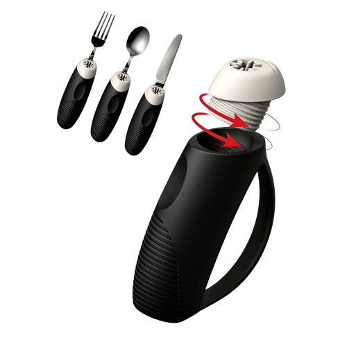 AntiShake Silicone Grip Handle For Elderly And Patients-Black