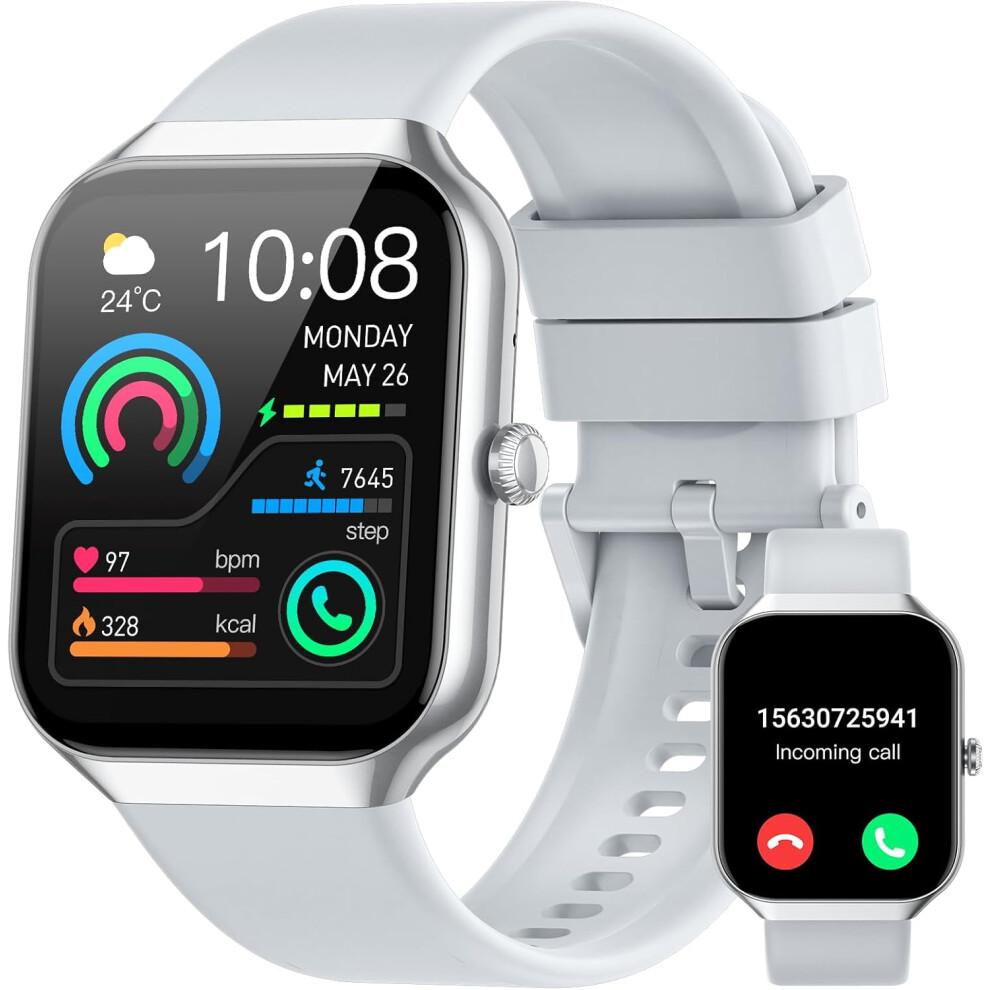 (White) Smart Watch For Men Women (Answer/Make Call) Smartwatch With Heart Rate/Sleep Monitor/Pedometer/Calories Ip68 Waterproof White 9050643563579