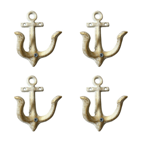 Heavy Duty Iron Anchors Wall Hooks Antique Styles-White