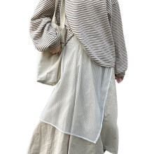 Breathable Polyester Lace Skirt With Adjustable Tie-White dots