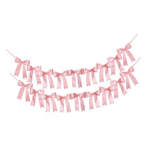Double Colorful Bowknot Hanging Garlands Party Banners-Pink