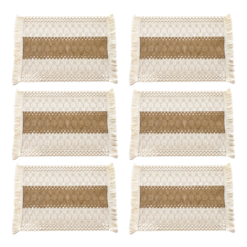 Rustics Tischset mit Fransenverzierung, 30 x 50 cm,-6 Muster 7