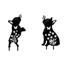 Set mit 2 zeitgenössischen künstlerischen Hunde-Rasenornamenten