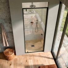 Baridi Hinged Shower Door 800 x 1850mm, 6mm Tempered Glass, Reversible Installation, Black - DH307