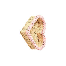 Handcrafted Paper Cord Heart Shaped Organizer Storage-Pink S
