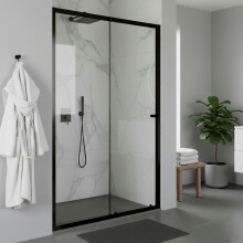 Baridi Sliding Shower Door 1000 x 1850mm, 6mm Tempered Glass, Chrome DH293