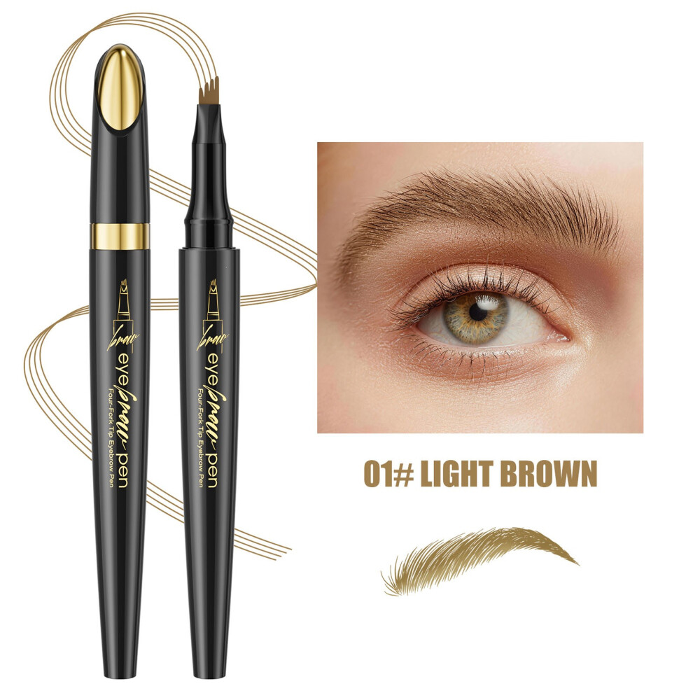 Black (Black) Four Fork Eyebrow Pen Micros Carving Eyebrow Shape Makeup Waterproof And Non Smudging Four Claw Liquid Eyebrow Pen 1Ml