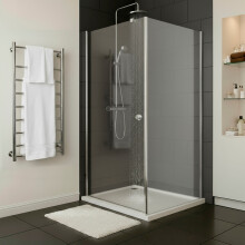 Baridi Side Panel for Sliding Shower Doors, 6mm Tempered Glass, 800 x 1850mm, Chrome - DH296