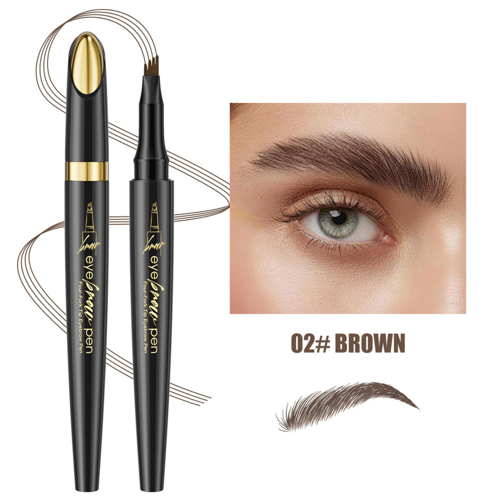 Brown (Brown) Four Fork Eyebrow Pen Micros Carving Eyebrow Shape Makeup Waterproof And Non Smudging Four Claw Liquid Eyebrow Pen 1Ml