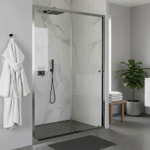 Baridi Sliding Shower Door 1200 x 1850mm, 6mm Tempered Glass, Chrome DH294