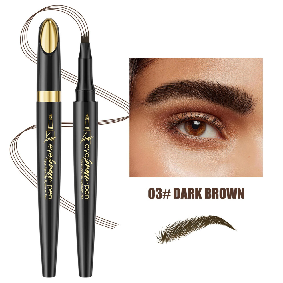 Brown (Dark ) Four Fork Eyebrow Pen Micros Carving Eyebrow Shape Makeup Waterproof And Non Smudging Four Claw Liquid Eyebrow Pen 1Ml