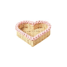 Handmade Heart Shaped Basket For Entryway Tabletop-Pink S