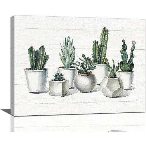 Tableau décoratif Cactus sur toile 40 x 50 cm