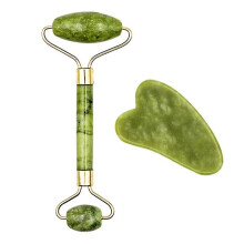 (B set) 2Pcs Face Massager Roller Natural Jade Stone Guasha Board Scraper Set Facial Lift Skin Relaxation Slimming Beauty Neck Thin Tool