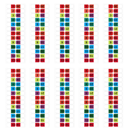 10 Sheets Colored PET Plastic Index Tabs-Color numbers