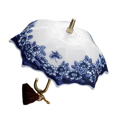 Artistic Ceramic Tea Strainer Umbrella-Blue and white umbre