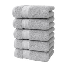 Lot de 5 serviettes de toilette en coton premium gris