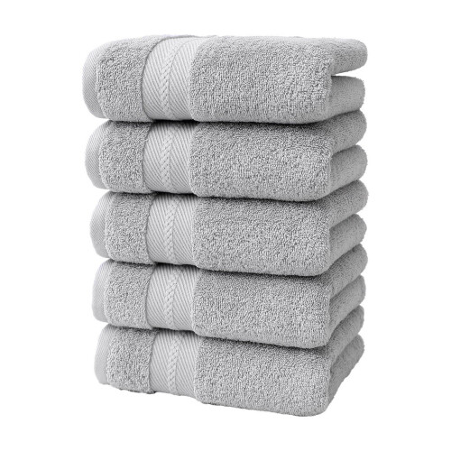Premium bomullshanddukar, set, grå, 5-pack