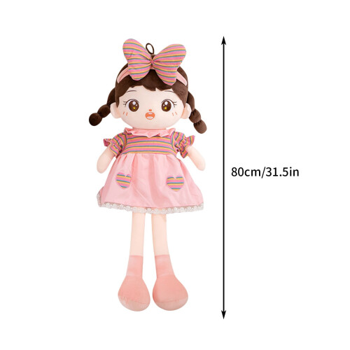 Muñeca Princesa de Algodón – Almohada de Peluche Suave, 80 cm