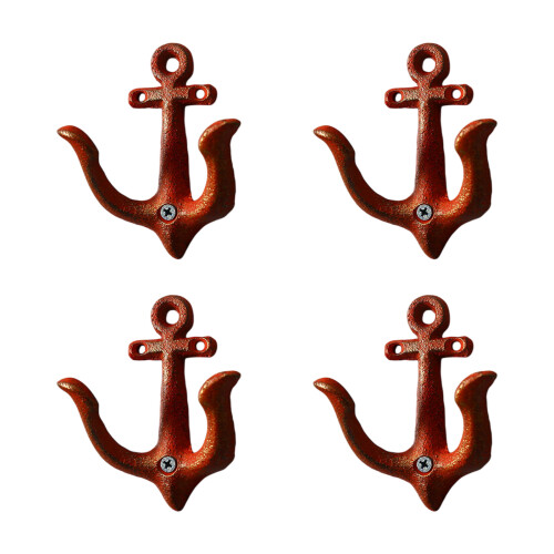 Heavy Duty Iron Anchors Wall Hooks Antique Styles-Red