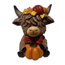 Miniature Yak Figurine For Home Office And Garden-pumpkin