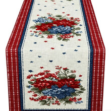 Long Linen Table Runner with Patriotic Design American 4Th of-1