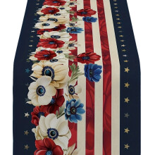 Washable Linen Table Cover 33X183Cm Independences Day Theme-11