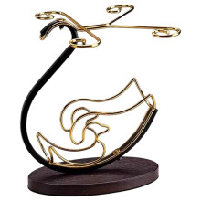 Minimalists Wine Bottle Holders Metal Frame And-wa1nut color