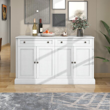 Aparador branco antigo, 4 portas e 2 gavetas, 1504086cm, armário de armazenamento moderno