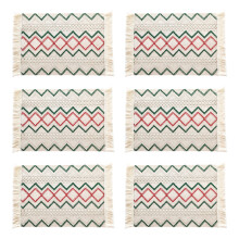 Color Block Striped Tassels Placemat Set In Cotton-6 Pattern 8