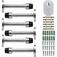 6 Pcs Door Stoppers, Stainless Steel Door Stops, Door Stops with Screws And Bumper Glues, Door Stoppers Protection Of Doors And Walls (Length:95mm) -