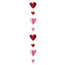 3D Heart Garland – Red, Pre-Assembled, Reusable